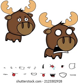 little moose kawaii cartoon expressions collection set illustration in vector format