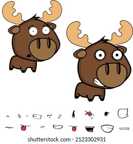 little moose kawaii cartoon expressions collection set illustration in vector format