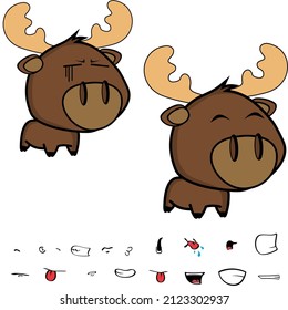 little moose kawaii cartoon expressions collection set illustration in vector format