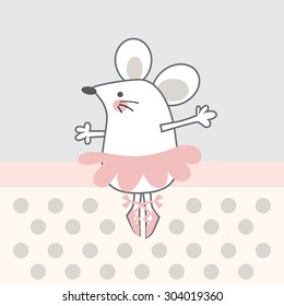  little mouse  ballerina- flowers vector illustration