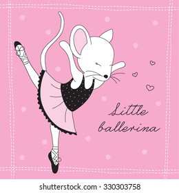 little mouse ballerina vector illustration