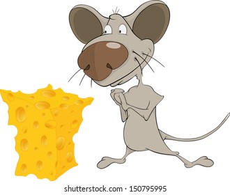 Little mouse and cheese cartoon