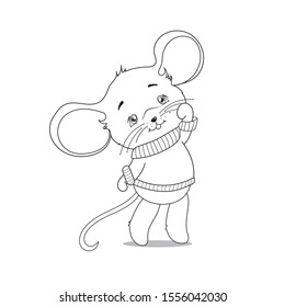 little mouse, coloring book, coloring book for children, symbol of 2020, symbol of the new year, animal 2020, rodent, 2032