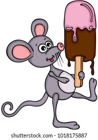 Little mouse eating a popsicle ice cream
