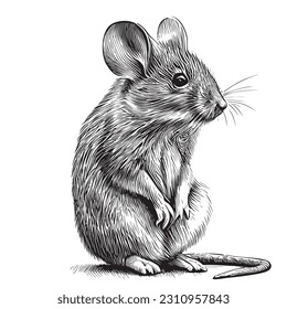 Little mouse, hand drawn sketch in doodle style illustration