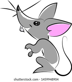 Little mouse, illustration, vector on white background.