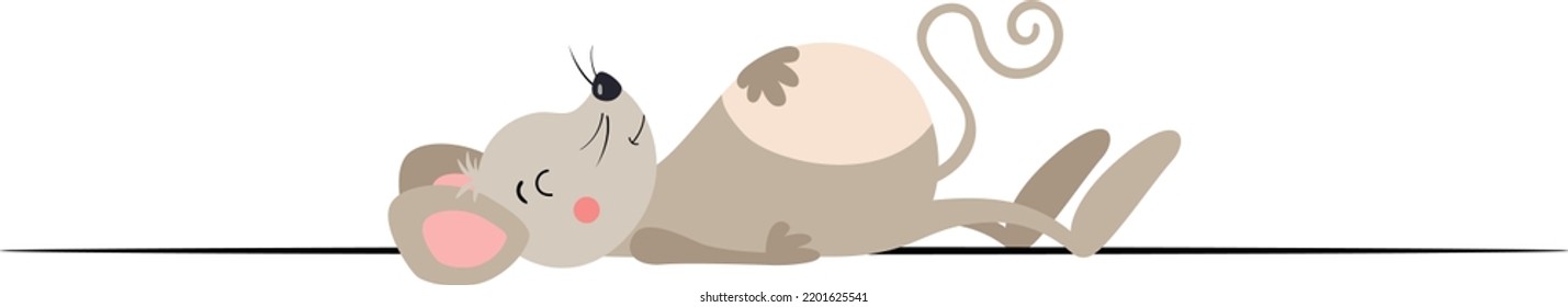 Little mouse lying on the floor sleeping

