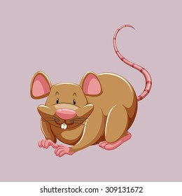 Little mouse sitting alone illustration