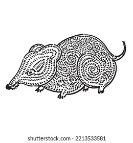 little mouse with small spots hand drawn vector