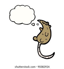 pequeño ratón con viñeta de burbuja de pensamiento