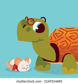 little mouse and turtle animals detailed
