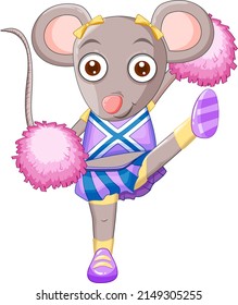 Little mouse wearing cheerleader costume illustration