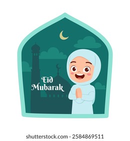 little muslim kid eid mubarak poster