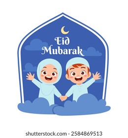 little muslim kid eid mubarak poster