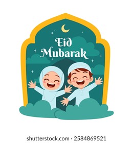 little muslim kid eid mubarak poster