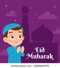little muslim kid eid mubarak poster