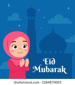 little muslim kid eid mubarak poster