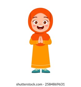 little muslim kid with greeting pose