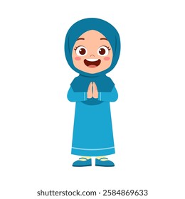 little muslim kid with greeting pose