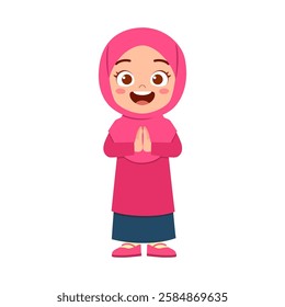 little muslim kid with greeting pose
