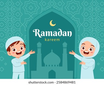 little muslim kid ramadan kareem poster