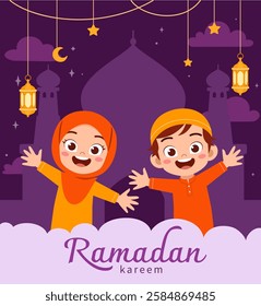 little muslim kid ramadan kareem poster