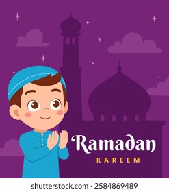 little muslim kid ramadan kareem poster