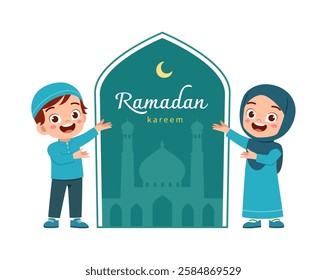 little muslim kid ramadan kareem poster