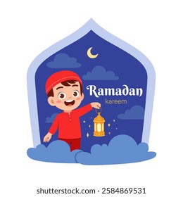 little muslim kid ramadan kareem poster