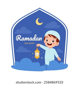 little muslim kid ramadan kareem poster