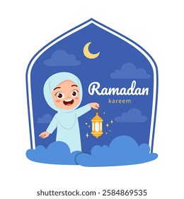 little muslim kid ramadan kareem poster