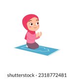 little muslim kid show pray pose and feel peace