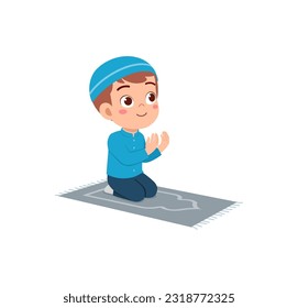 little muslim kid show pray pose and feel peace