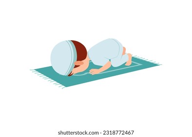 little muslim kid show pray pose and feel peace