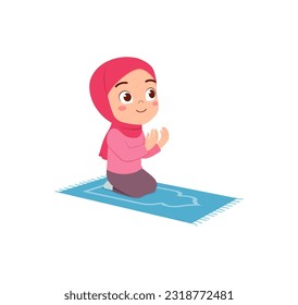 little muslim kid show pray pose and feel peace