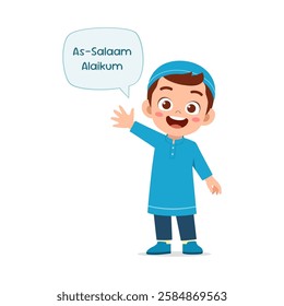 little muslim kid show salam greeting