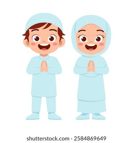 little muslim kids with greeting pose