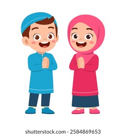 little muslim kids with greeting pose