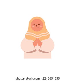 little muslim woman praying character