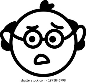 Little nerd boy, icon illustration, vector on white background