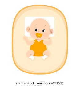 Little newborn baby lying in his bed. Top view 
