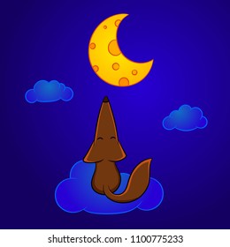 little nice fox and cheese moon