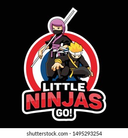 little ninja logo design template , boy and girl ninja