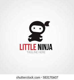 Little Ninja Logo Design Template. Vector Illustration