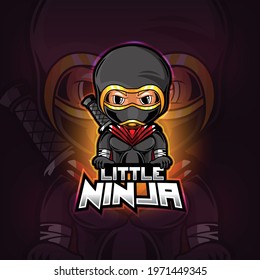 Little ninja mascot esport logo design of illustration