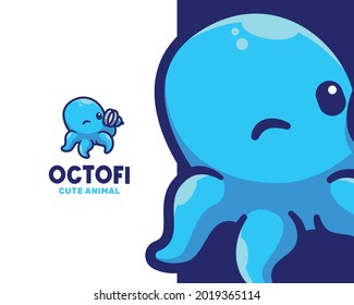 Little Octopus Character Logo Template