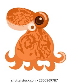 Little octopus. Vector bright cute illustration isolated on white background.