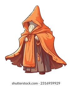 little and old wizard character isolated