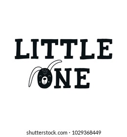 Little one - Cute hand drawn nursery poster with lettering in scandinavian style. Kids vector illustration.