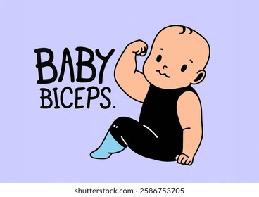 A little one flexing their baby biceps.